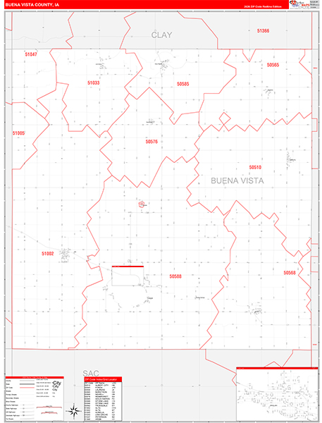Buena Vista County, IA Zip Code Wall Map